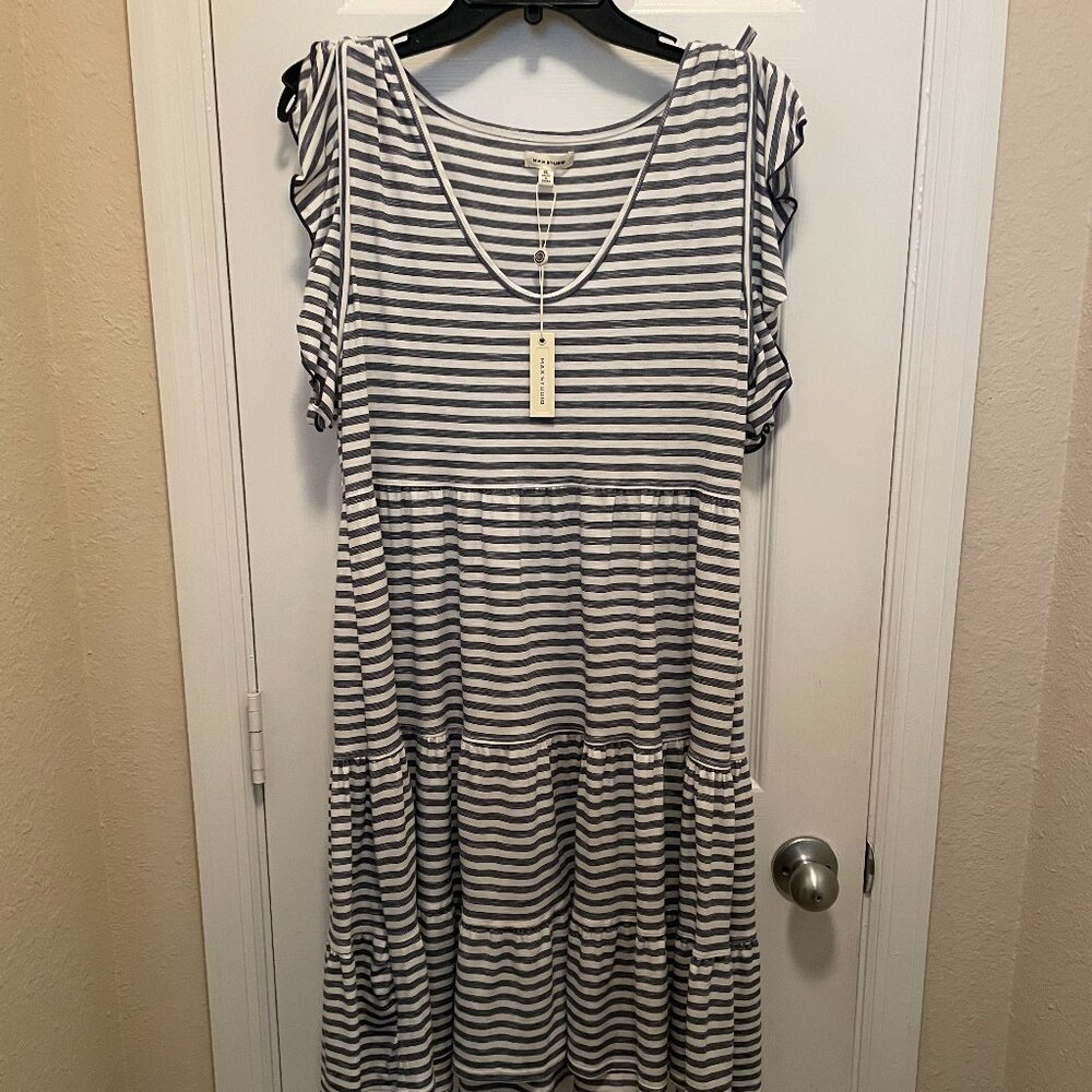 Max Studio Women's Stripe Ruffle Shift Dress